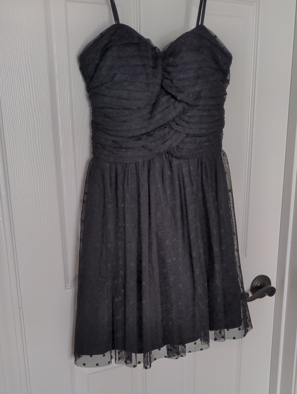 dELiA*s Black Strapless Polka Dot Mesh Cocktail Dress